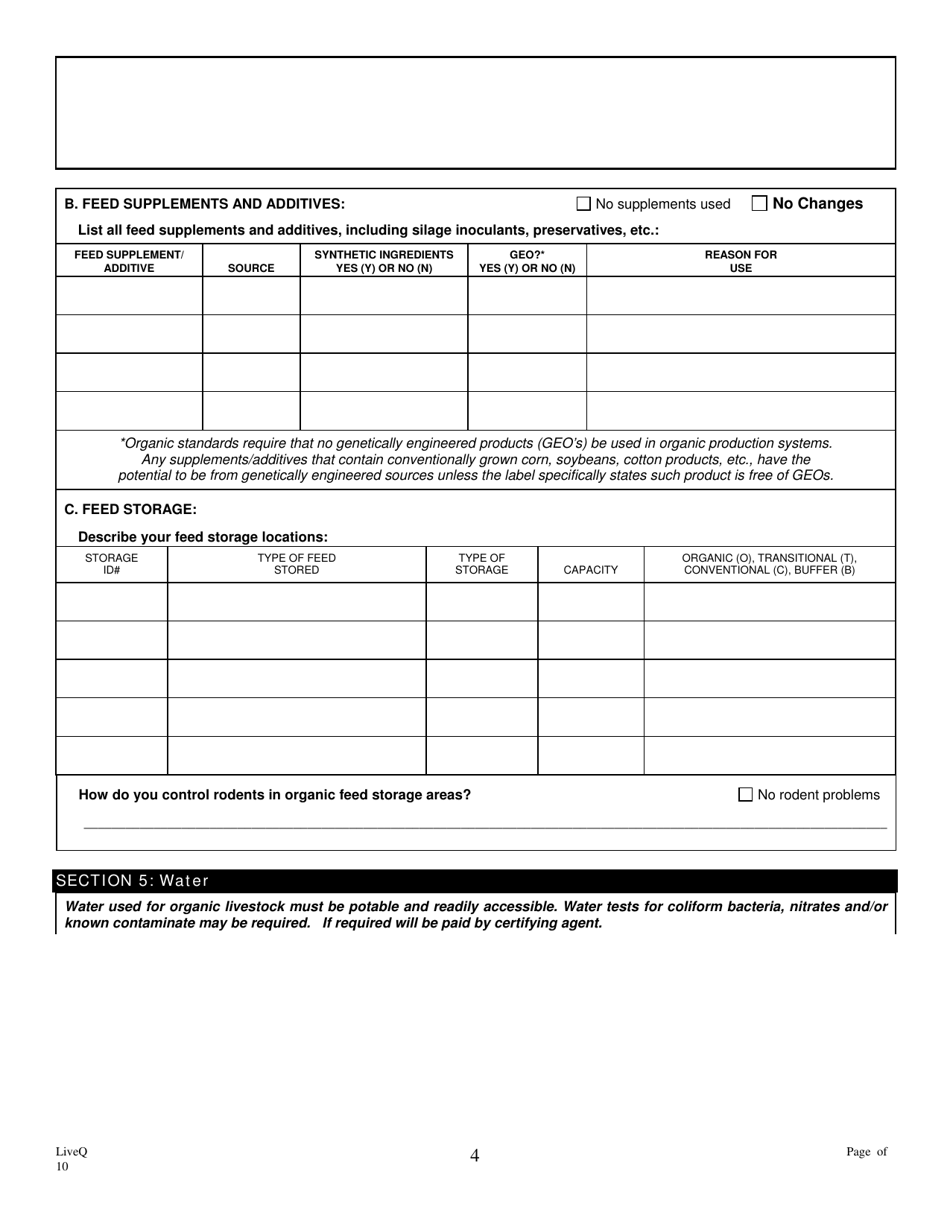 Form FS-5114 Organic Livestock Plan Application: Slaughter / Dairy - Oklahoma, Page 4