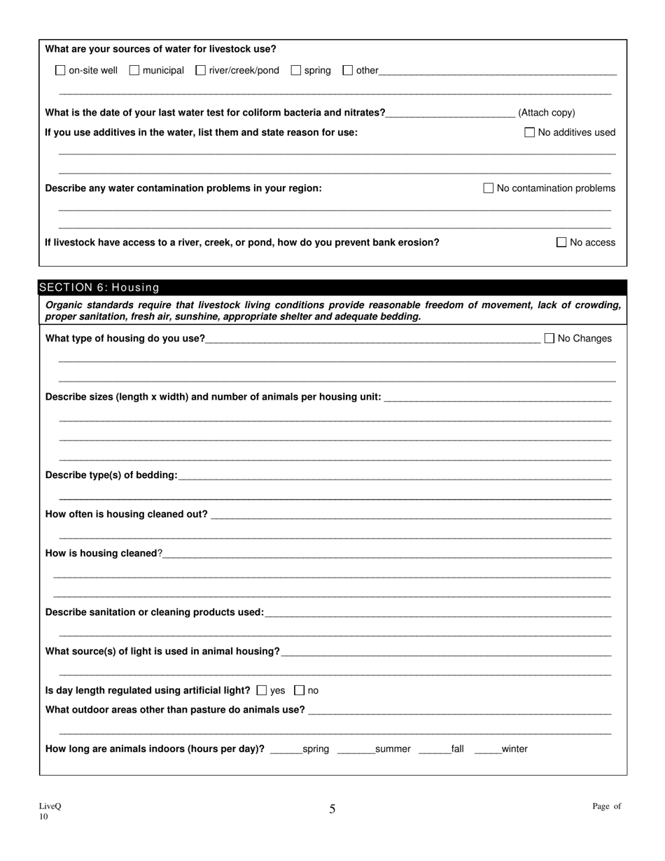 Form FS-5114 Organic Livestock Plan Application: Slaughter / Dairy - Oklahoma, Page 5