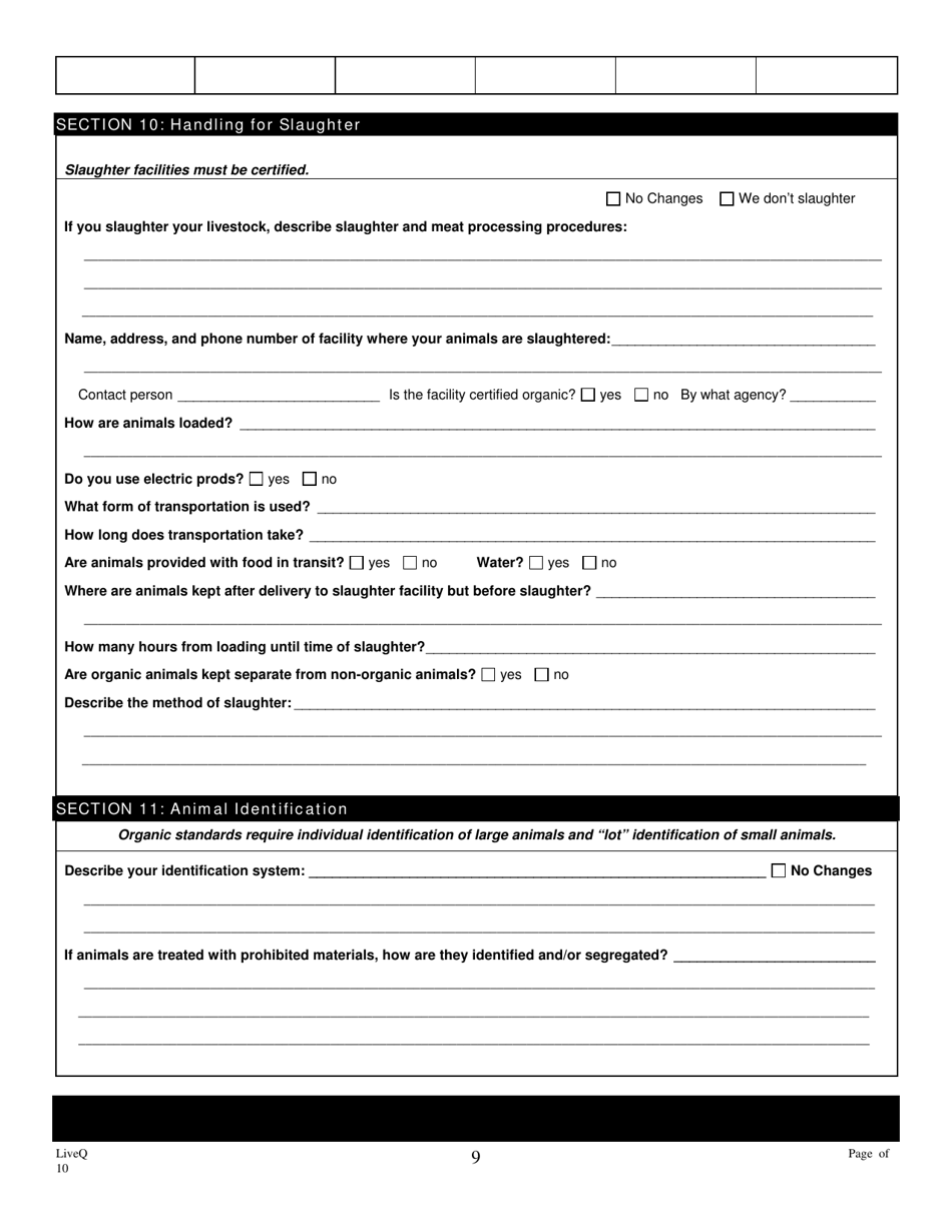 Form FS-5114 Organic Livestock Plan Application: Slaughter / Dairy - Oklahoma, Page 9