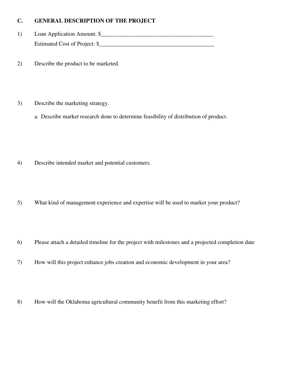 Marketing and Utilization Loan Application - Oklahoma, Page 3