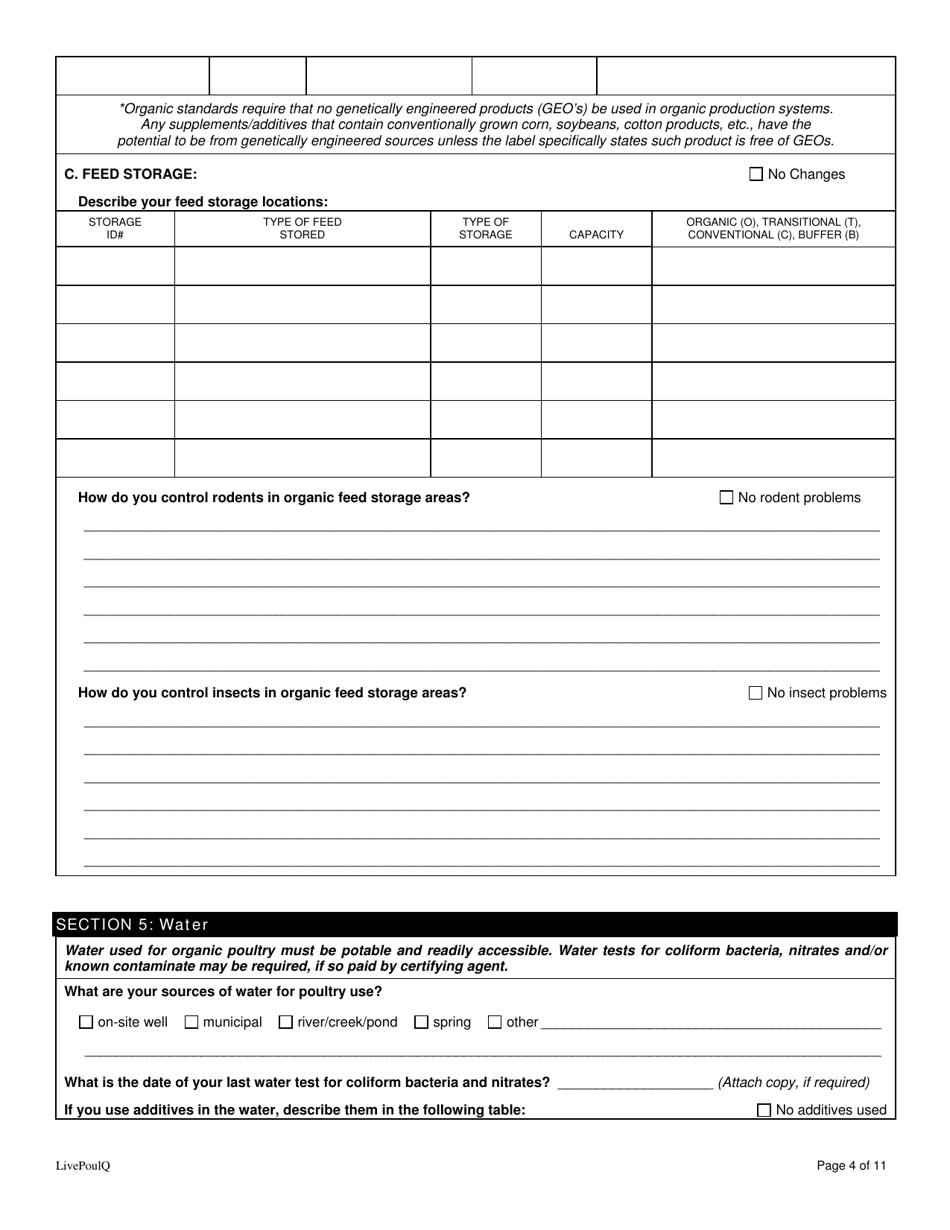 Form FS-5116 Organic Poultry Plan Application - Oklahoma, Page 4