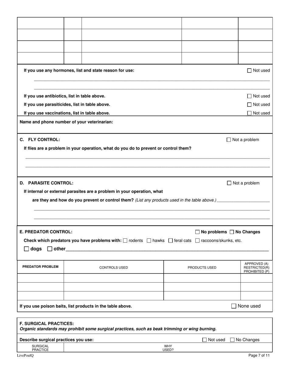 Form FS-5116 Organic Poultry Plan Application - Oklahoma, Page 7