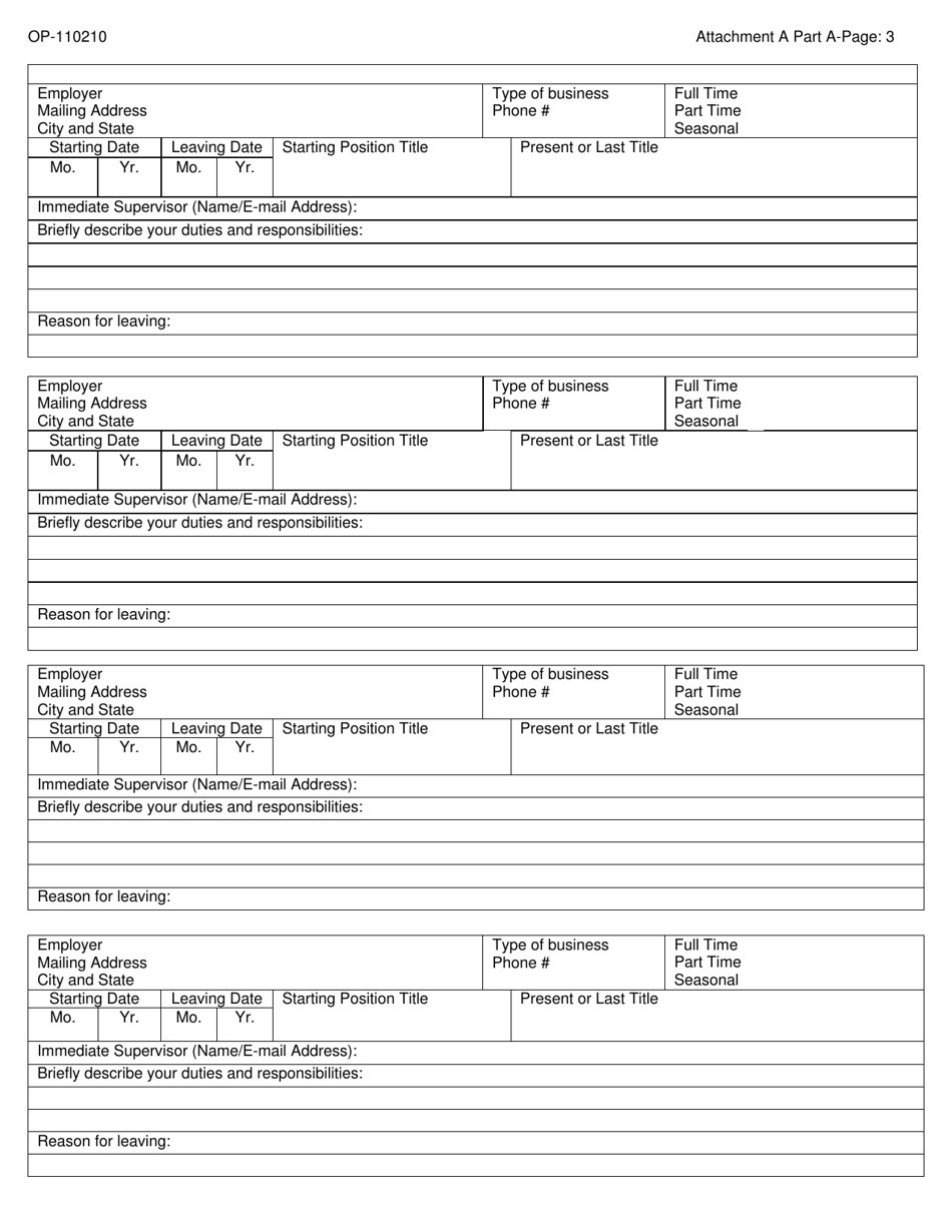 DOC Form OP-110210 Attachment A Applicant Questionnaire  Background Investigation Form - Oklahoma, Page 3