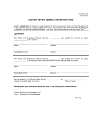 Document preview: DOC Form OP-010101 Attachment A Content Review Verification/Instructions - Oklahoma