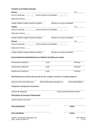 DOC Formulario OP-020307A Forma De Registro Del Ofensor Sexual - Oklahoma (Spanish), Page 2