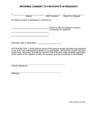 Document preview: DOC Form OP-021501A Informed Consent to Participate in Research - Oklahoma