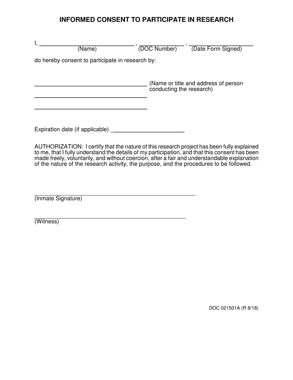 DOC Form OP-021501A Informed Consent to Participate in Research - Oklahoma, Page 1