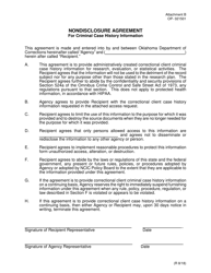 Document preview: Form OP-021501 Attachment B Nondisclosure Agreement for Criminal Case History Information - Oklahoma