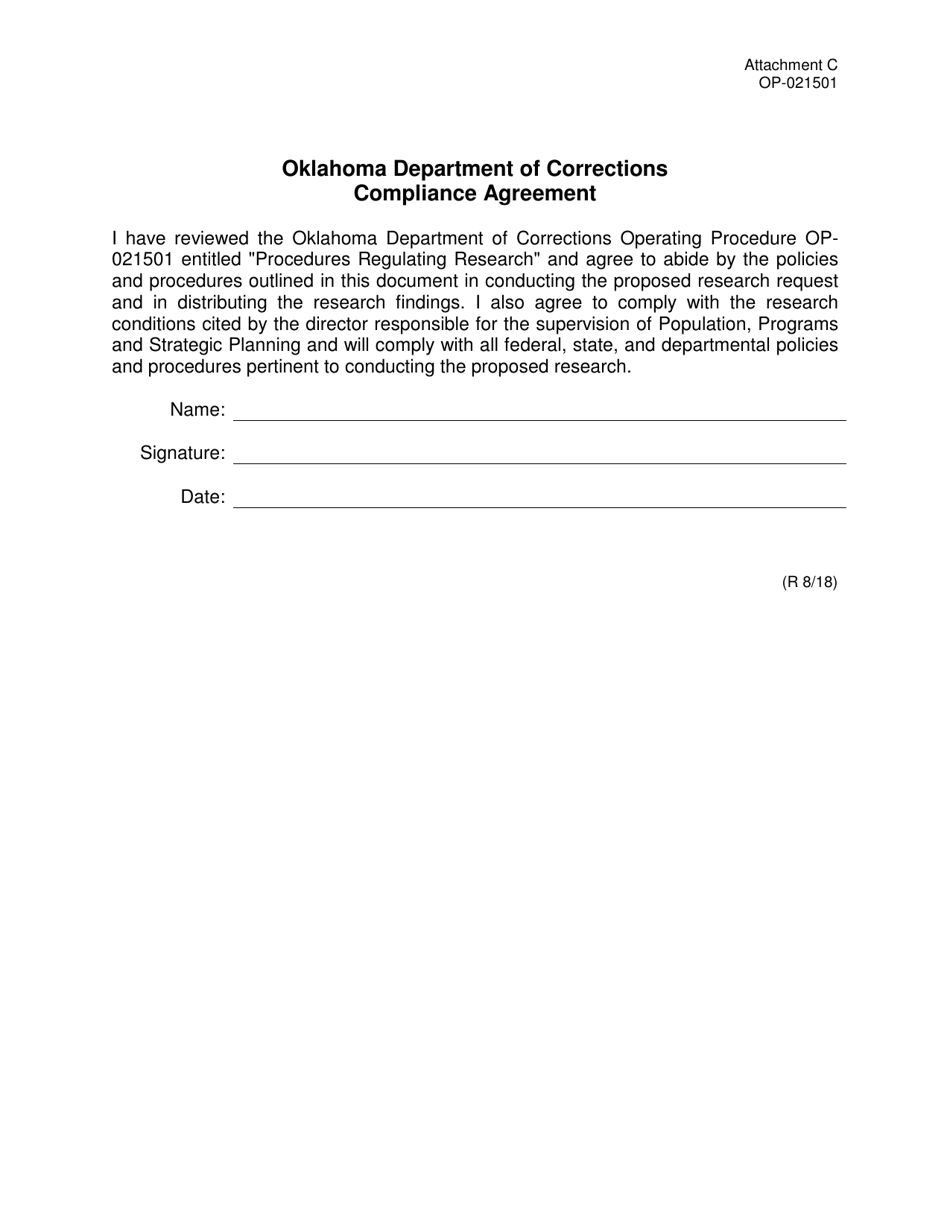 DOC Form OP-021501 Attachment C Compliance Agreement - Oklahoma, Page 1