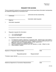 Document preview: DOC Form OP-021501 Attachment A Request for Access - Oklahoma