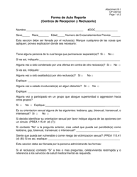 Document preview: Formulario OP-030102 Adjunto B-1 Forma De Auto Reporte (Centros De Recepcion Y Reclusorio) - Oklahoma (Spanish)