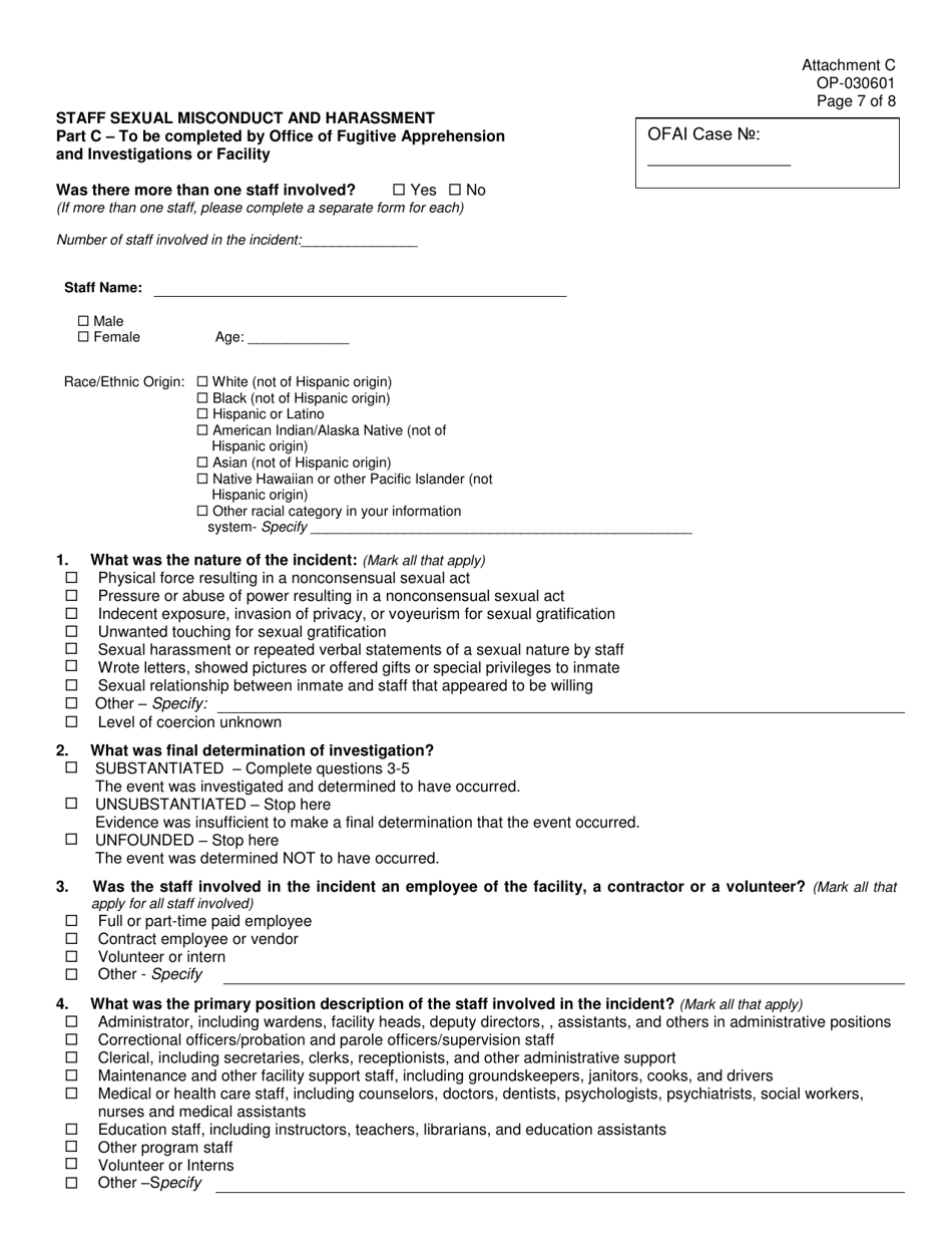 Form OP-030601 Attachment C Sexual Assault Report - Oklahoma, Page 7