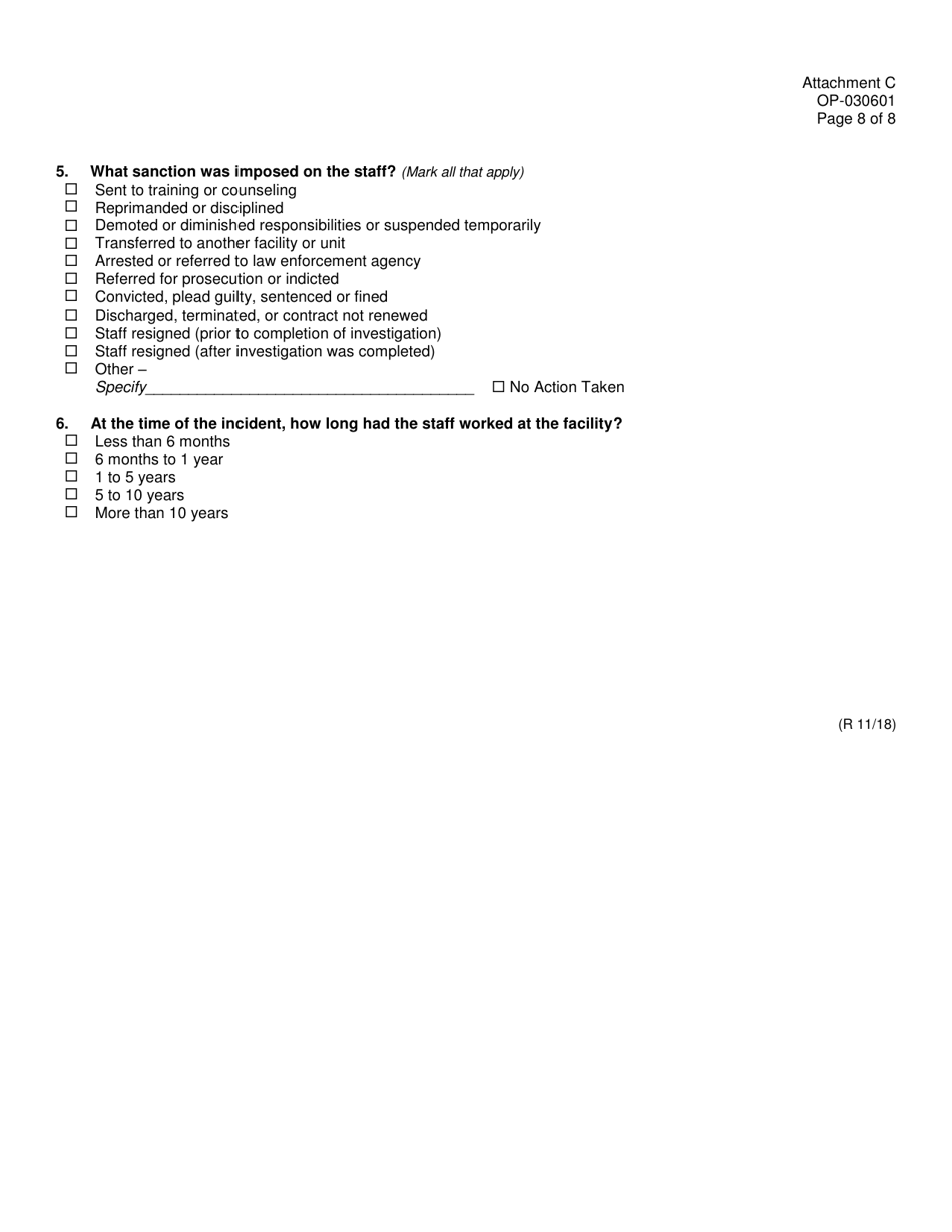 Form OP-030601 Attachment C Sexual Assault Report - Oklahoma, Page 8
