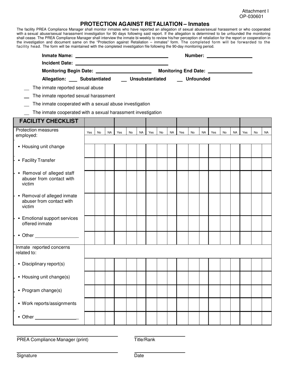 Form OP-030601 Attachment I - Fill Out, Sign Online and Download ...