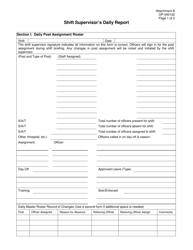 Document preview: DOC Form OP-040102 Attachment B Shift Supervisor's Daily Report - Oklahoma
