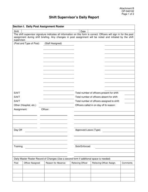 DOC Form OP-040102 Attachment B  Printable Pdf