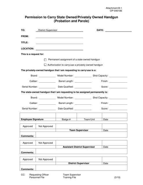 DOC Form OP-040106 Attachment B-1  Printable Pdf