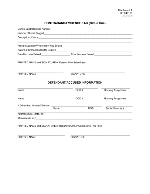 DOC Form OP-040109 Attachment A  Printable Pdf