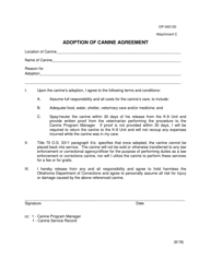 Document preview: DOC Form OP-040120 Attachment C Adoption of Canine Agreement - Oklahoma