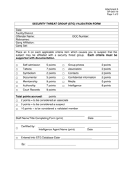 Document preview: DOC Form OP-040119 Attachment A Security Threat Group (Stg) Validation Form - Oklahoma