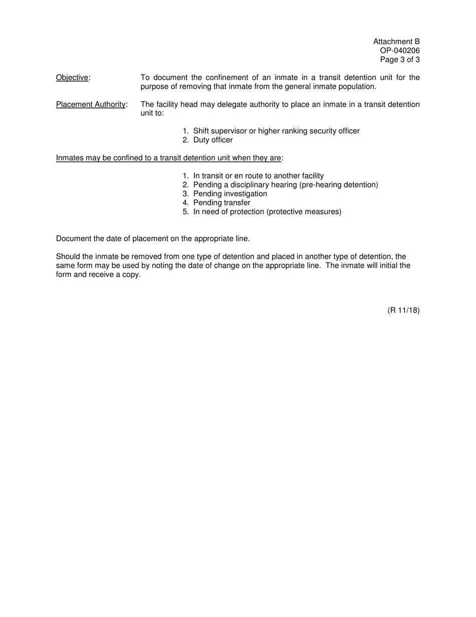 DOC Form OP-040206 Attachment B Transit Detention Order - Oklahoma, Page 3