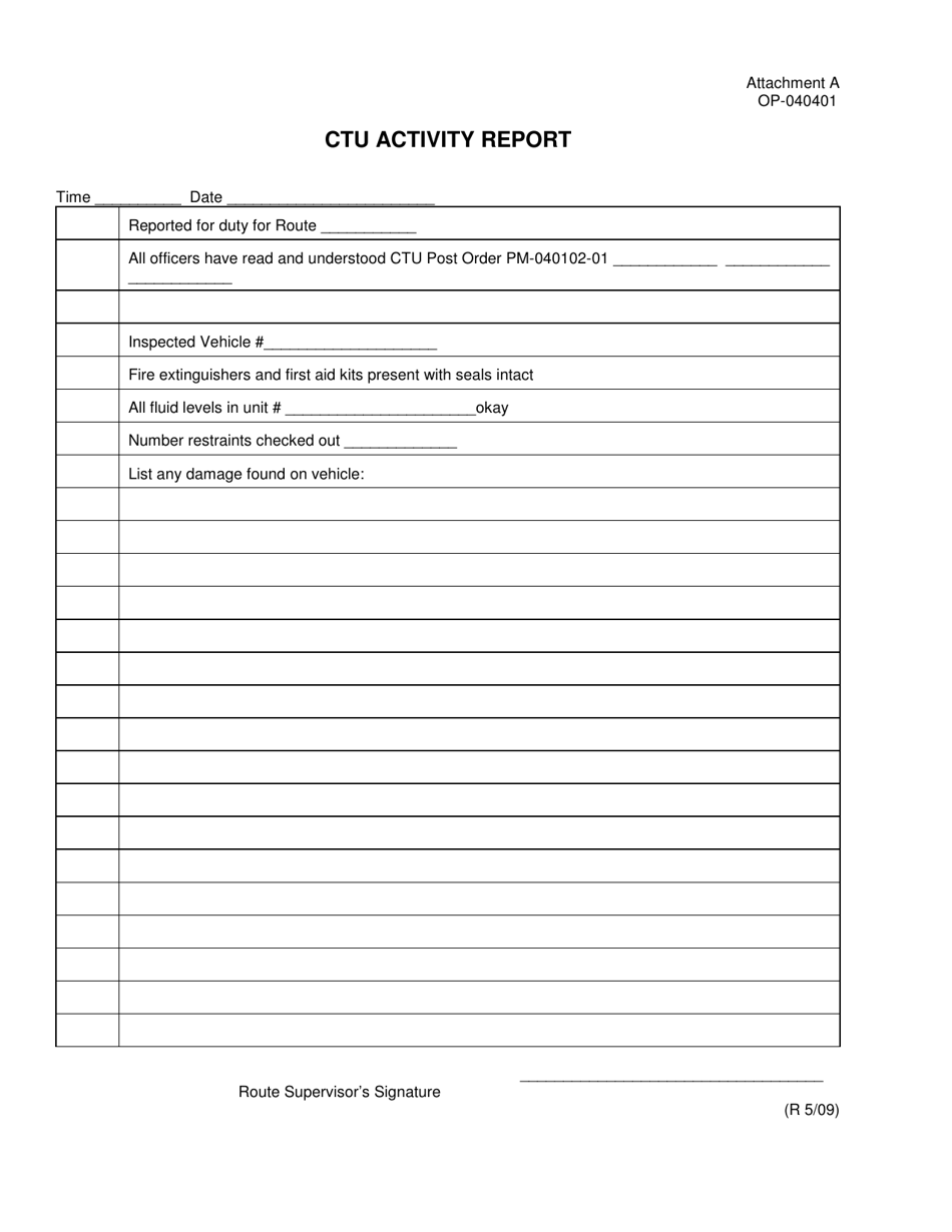DOC Form OP-040401 Attachment A Ctu Activity Report - Oklahoma, Page 1