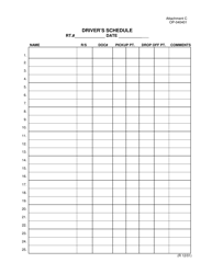 Document preview: DOC Form OP-040401 Attachment C Driver's Schedule - Oklahoma