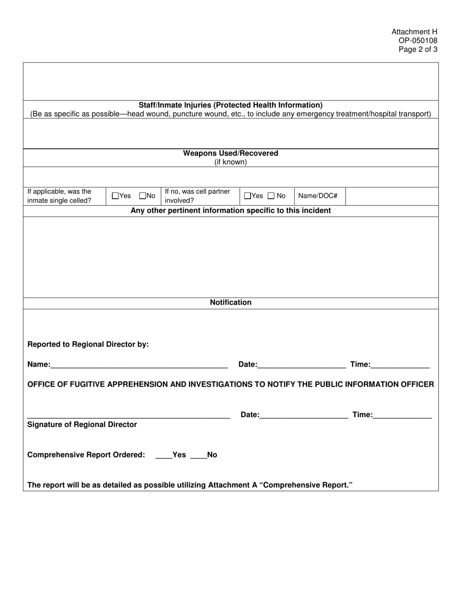 DOC Form OP-050108 Attachment H - Fill Out, Sign Online And Download ...