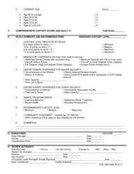 DOC Form OP-060102M Initial Custody Assessment/Facility Assignment Form - Male Inmates - Oklahoma, Page 2