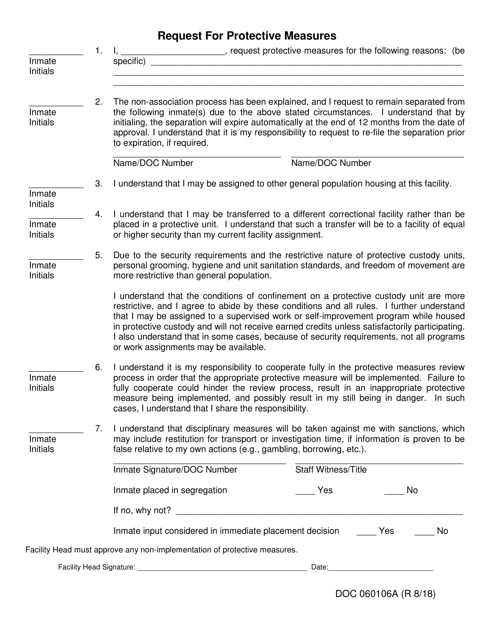 DOC Form OP-060106A Request for Protective Measures - Oklahoma