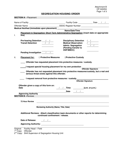DOC Form OP-040204 Attachment B  Printable Pdf