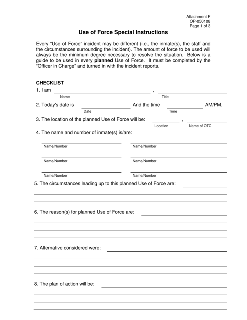 DOC Form OP-050108 Attachment F  Printable Pdf