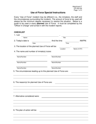 DOC Form OP-050108 Attachment F Use of Force Special Instructions - Oklahoma