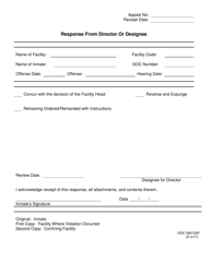 Document preview: DOC Form OP-060125F Response From Director or Designee - Oklahoma