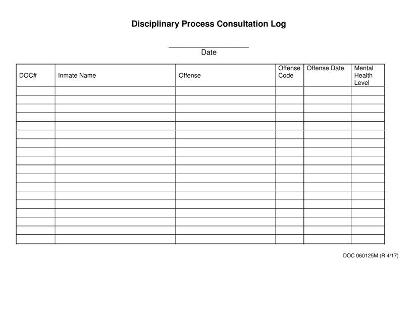 DOC Form OP-060125M Disciplinary Process Consultation Log - Oklahoma