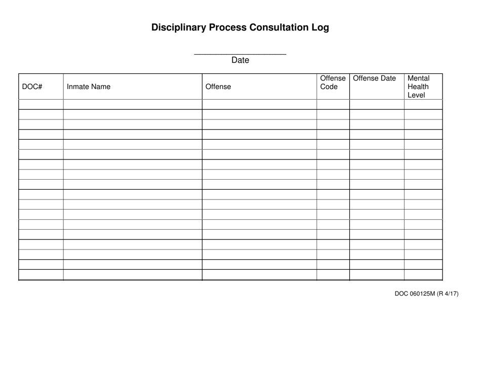 DOC Form OP-060125M Disciplinary Process Consultation Log - Oklahoma, Page 1