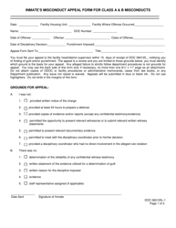 DOC Form OP-060125L-1 Inmate&#039;s Misconduct Appeal Form for Class a &amp; B Misconducts - Oklahoma