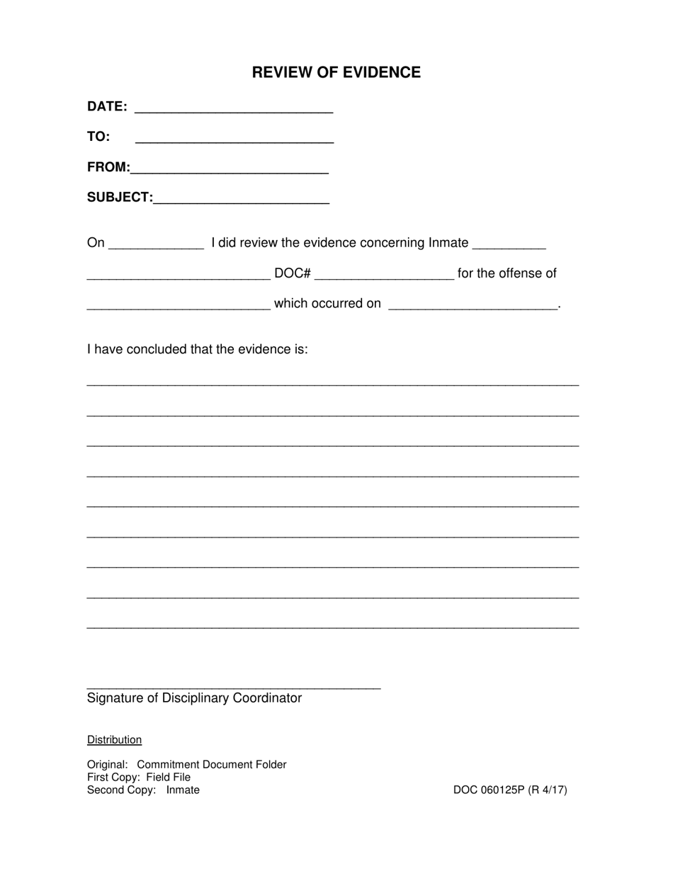 DOC Form OP-060125P Review of Evidence - Oklahoma, Page 1