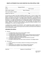 DOC Form OP-060125Q Inmate&#039;s/Offender&#039;s Rule and Condition Violation Appeal Form - Oklahoma