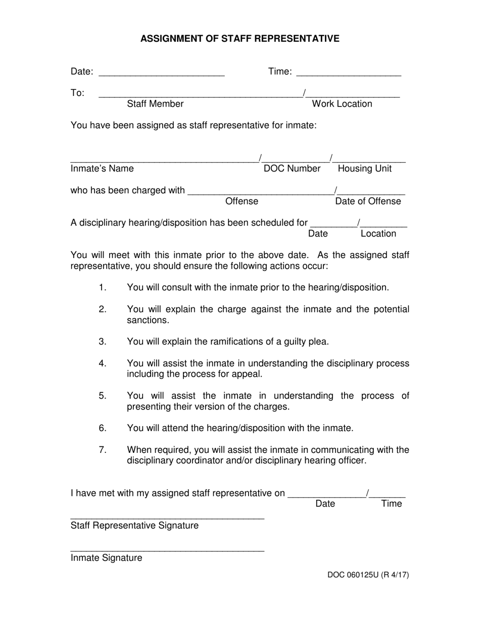 DOC Form OP-060125U Assignment of Staff Representative - Oklahoma, Page 1