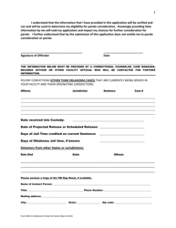 Form 004-9-A Application for Consideration for in Absentia Parole State of Oklahoma - Oklahoma, Page 2