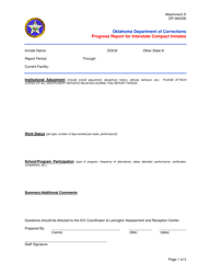 Document preview: DOC Form OP-060206 Attachment D Progress Report for Interstate Compact Inmates - Oklahoma