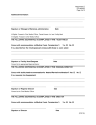 DOC Form OP-060205 Attachment E Oklahoma Department of Corrections Medical Services Medical Parole Evaluation - Oklahoma, Page 3