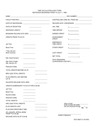 Document preview: DOC Form 060211C Time Calculation Audit Form Sentences Beginning Prior to July 1, 1986 - Oklahoma