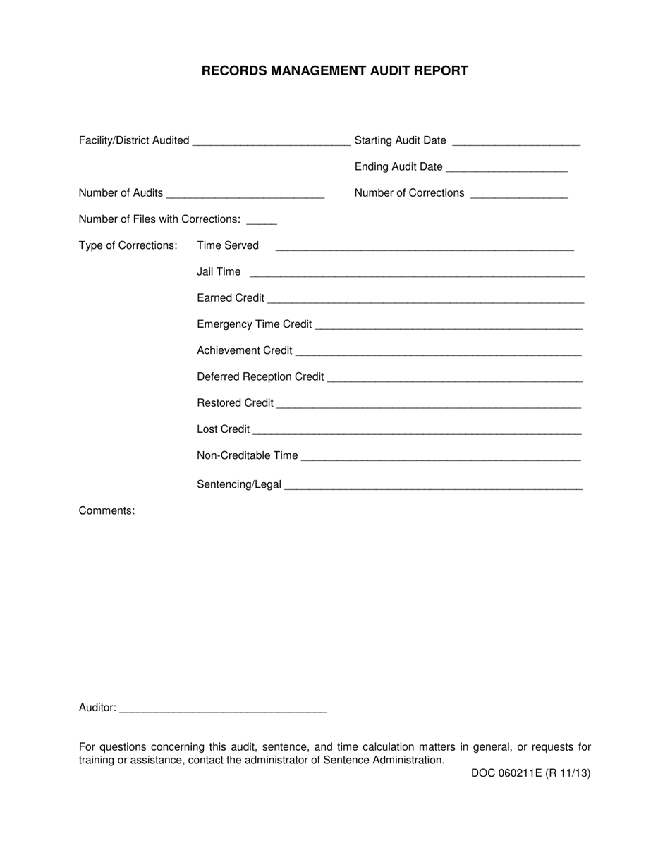 DOC Form 060211E Records Management Audit Report - Oklahoma, Page 1
