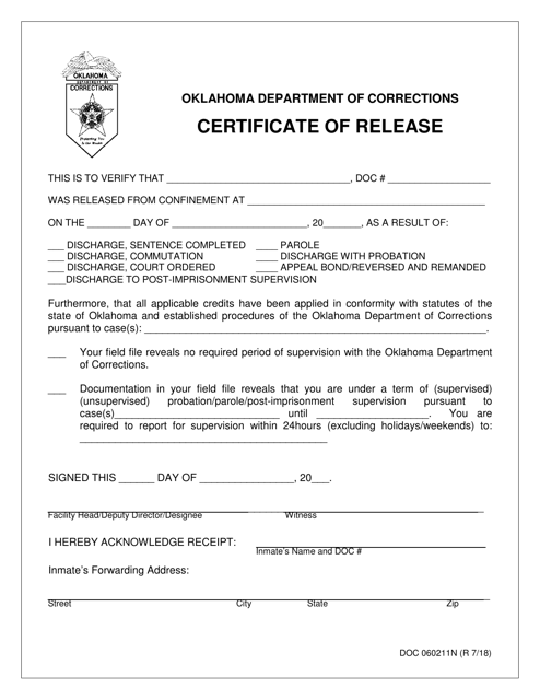 DOC Form 060211N  Printable Pdf