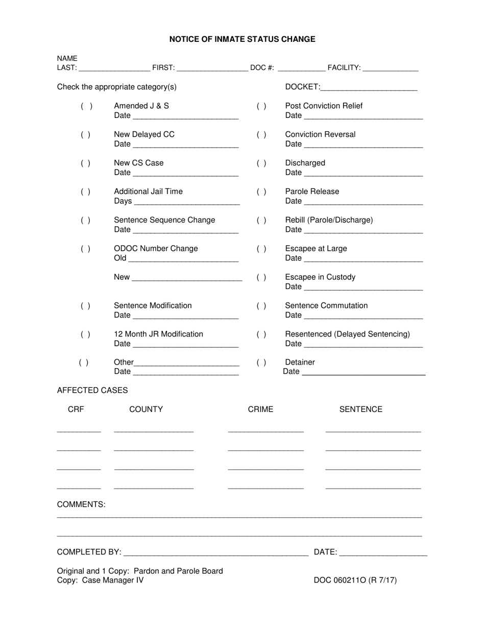 DOC Form 060211O - Fill Out, Sign Online and Download Printable PDF ...