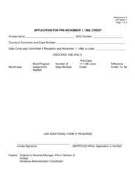 Document preview: DOC Form OP-060211 Attachment A Application for Pre-november 1, 1988, Credit - Oklahoma