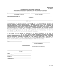 Document preview: DOC Form OP-060211 Attachment N Prisoner's Agreement to Temporary Transfer of Custody - Oklahoma