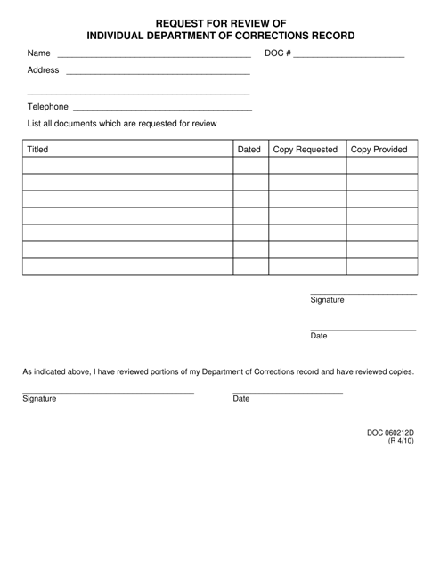 DOC Form 060212D  Printable Pdf